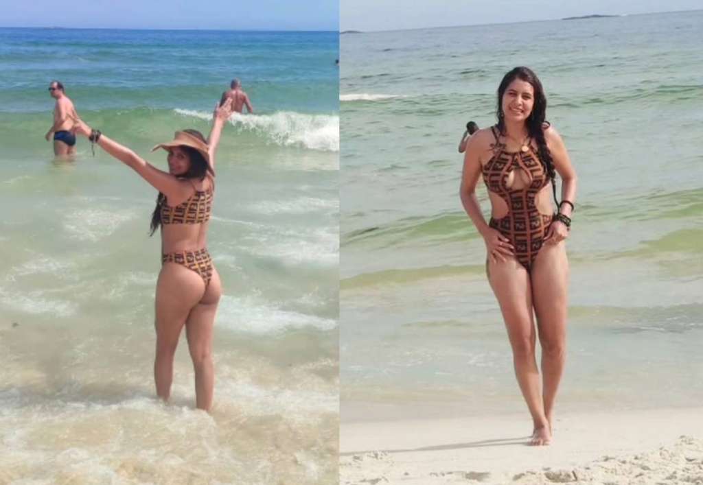 ¡Ma’o’meno nomás! Así “probó” el mar la conocida “Miss haka pichona”